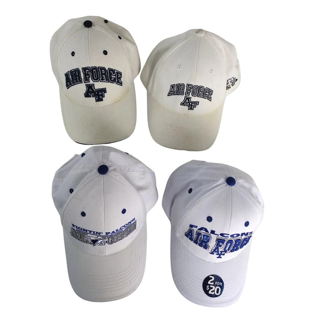 Set of 4 United States Air Force USAF White Baseball Hat Ball Cap Falcons AF